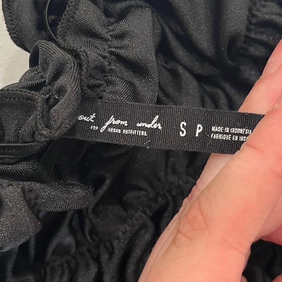 Out From Under by UO | Satin Ruched Tie-Shoulder Tank in Black (S) - Picture 4 of 6